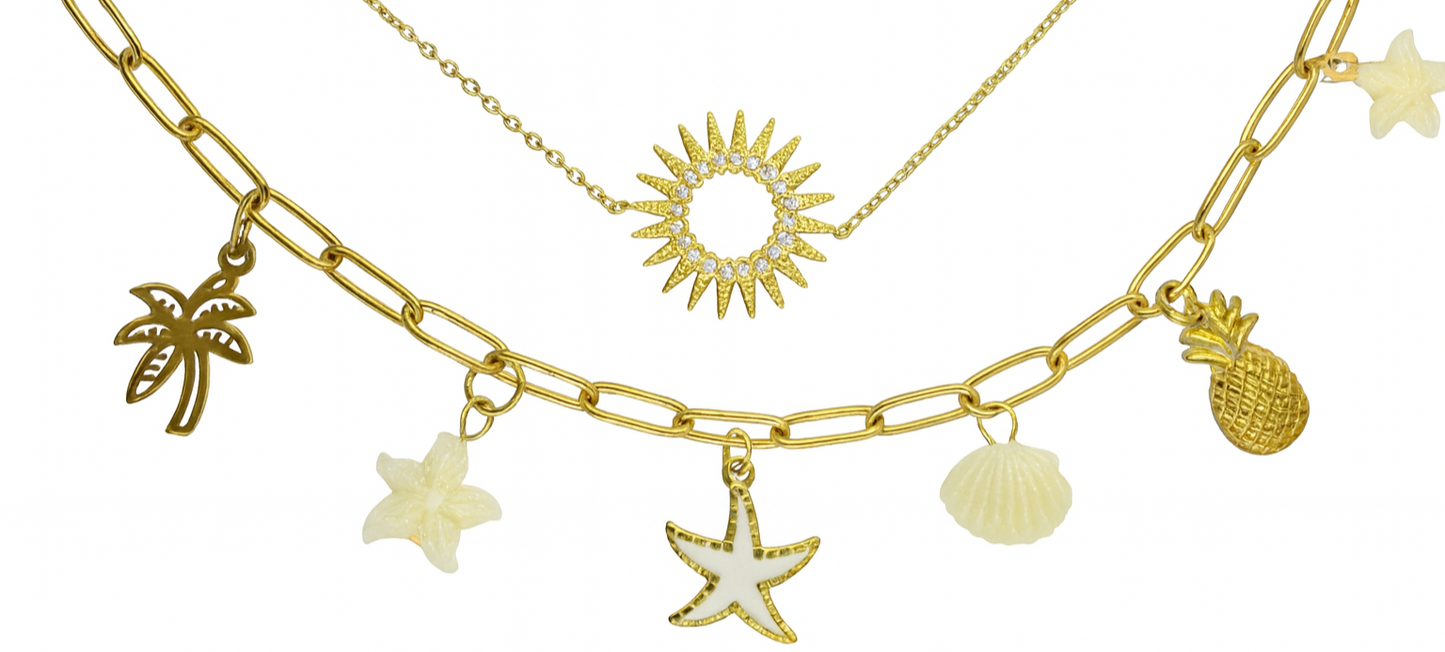 Bracelet Soleil en acier inoxydable doré et zircon