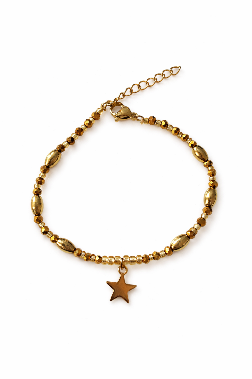 Bracelet Étoile Doré Femme – Bijou Fin Ajustable avec Perles