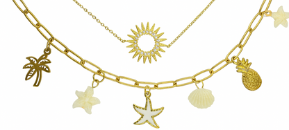 Bracelet Soleil en acier inoxydable doré et zircon