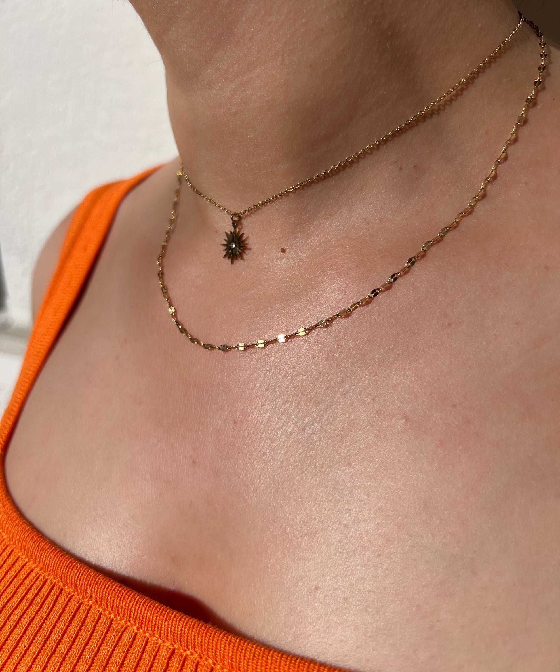 Collier Étoile Céleste en acier inoxydable doré et zircon – Bisou